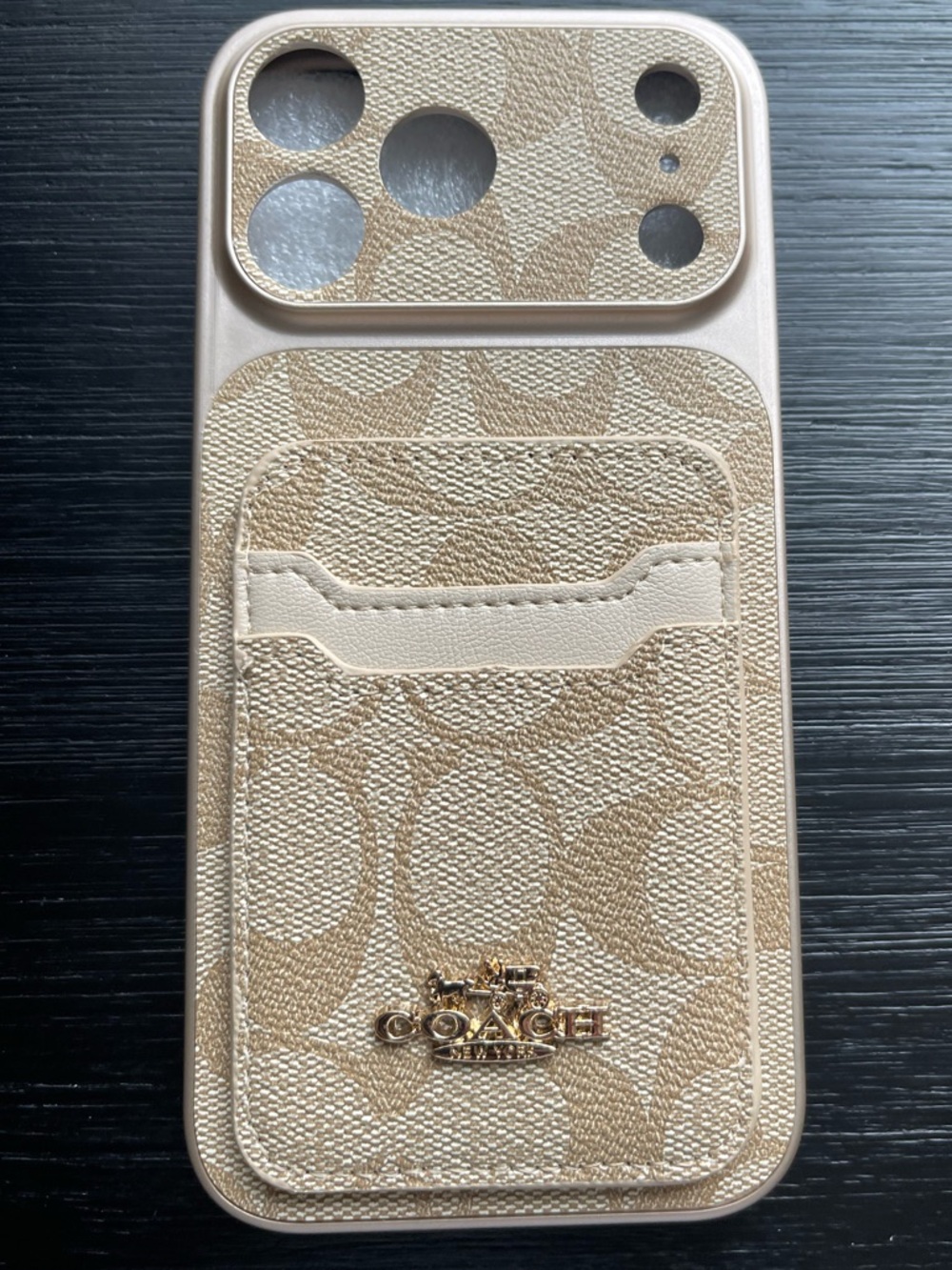 iPhone 17 Pro Max COACH Beige Signature Canvas Card Slot iPhone Case